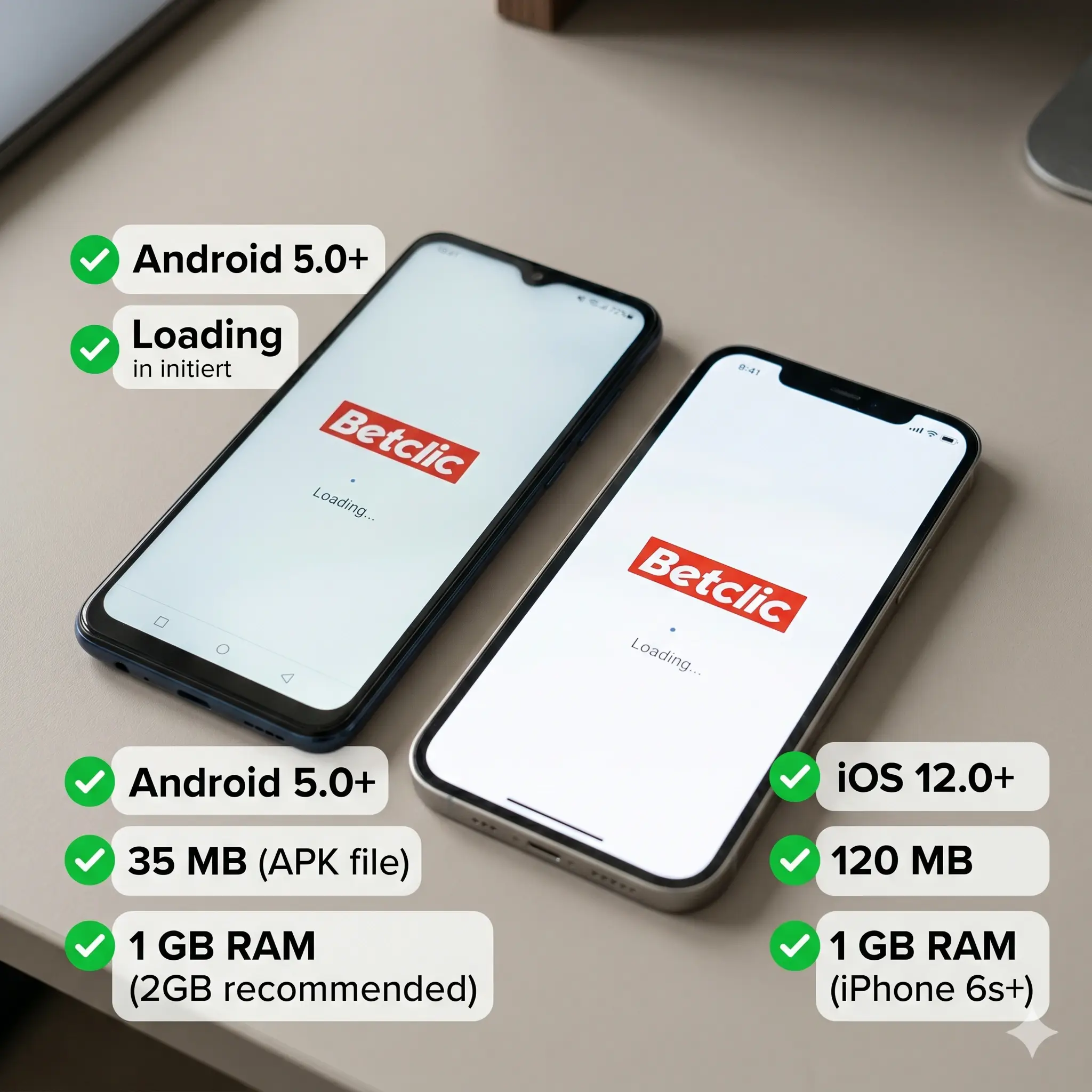 Comparatif des exigences Android et iOS pour l'application Betclic